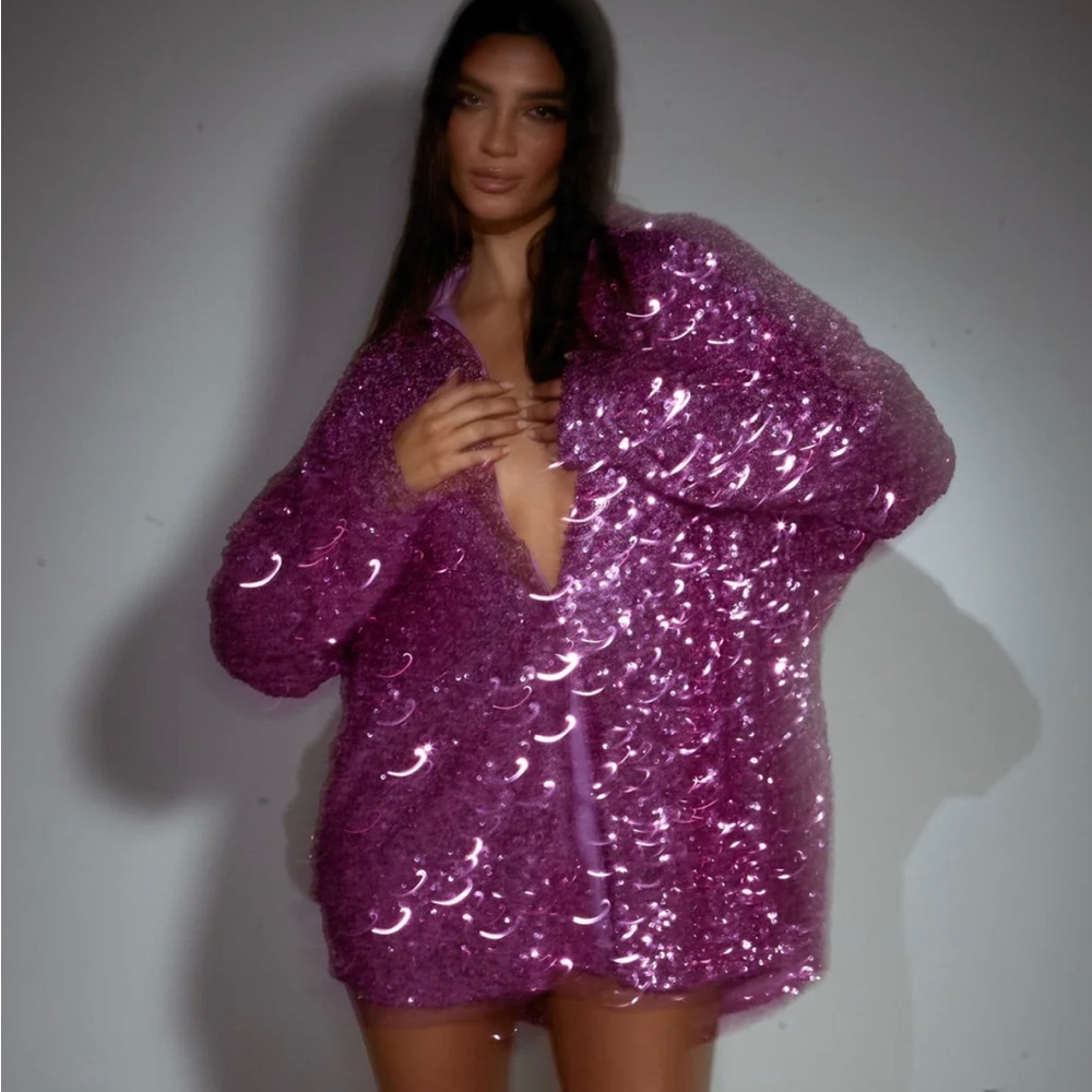 ORCHID IBIZA SEQUIN SHIRT DRESS -SLA THE LABEL